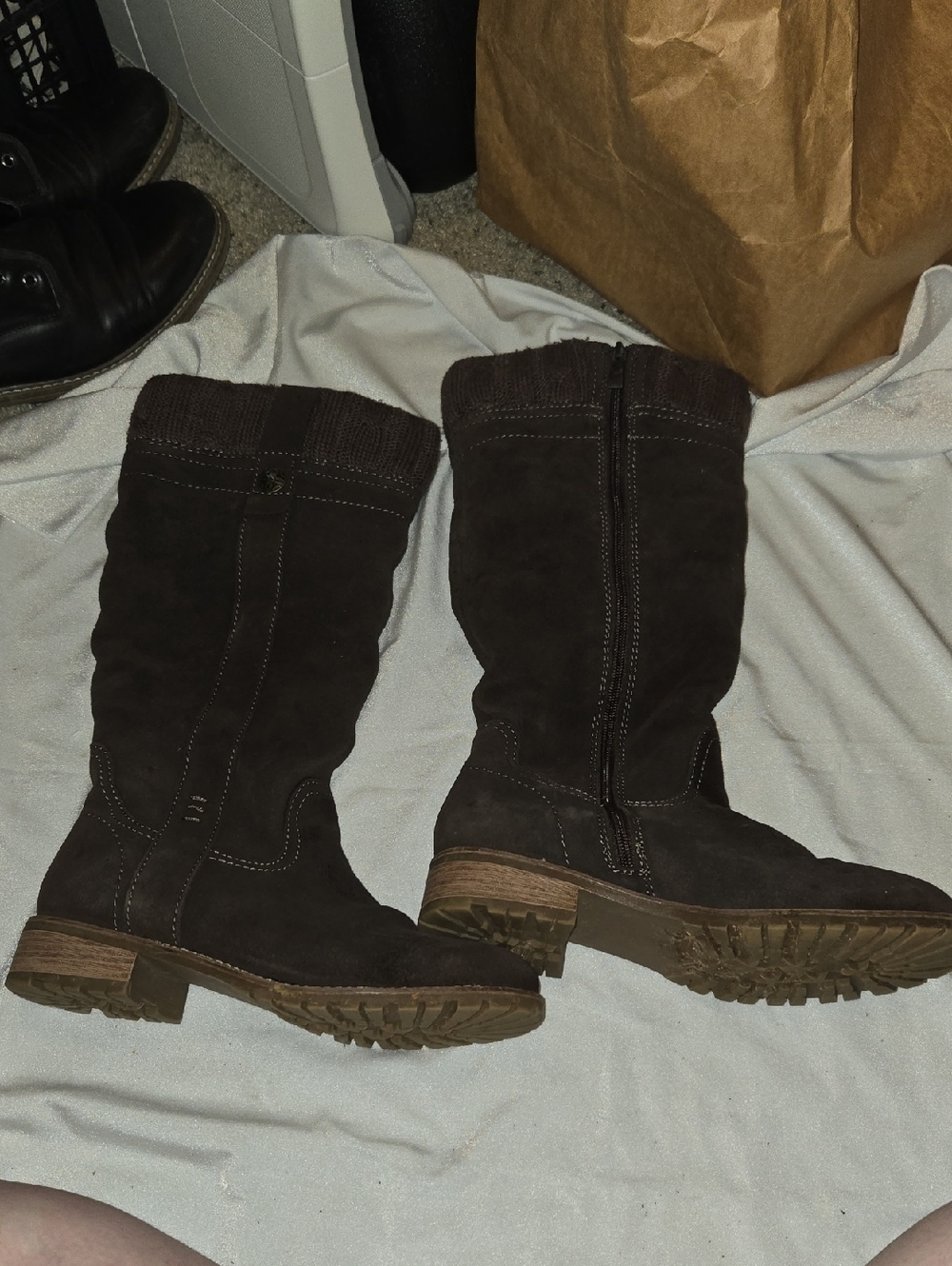 Bjorndal Autumn Brown Suede Sherpa Lined Tall Boots Size 9